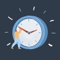 Vector illustration of man try to stop timing business concept Royalty Free Stock Photo