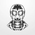 gas mask head vector illustration in vintage monochrome isolated