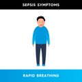 Vector illustration of a man who breathes quickly. A character who finds it difficult to breathe, he does not have enough air.