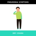 Vector illustration of a man who coughs covering his mouth with his hand. A person with symptoms of pneumonia suffers from a dry