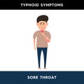 Vector illustration of a man who has a sore throat. A person suffering from typhoid fever experiences pain and discomfort in the Royalty Free Stock Photo