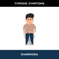 Vector illustration of a man who sits on the toilet and holds his stomach with his hands. The person feels unwell due to diarrhea