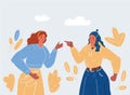 Vector illustration of man and woman arguing and discussing together on.