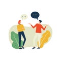 Vector illustration, man and woman having a conversation, discussion