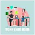 Work From Home On Dining Table With Familiy