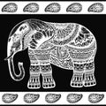 Vector illustration of mandala elephant and paisley elements