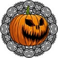 vector illustration of Mandala Halloween Pumpkin design