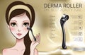 Vector Illustration with Manga style girl and derma roller.