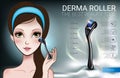 Vector Illustration with Manga style girl and derma roller.