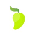 Vector illustration of a mango fruit icon. fresh mango with a green leaf emblem on it Royalty Free Stock Photo