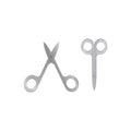 Vector illustration manicure accessory nail scissors, open closed,metal.