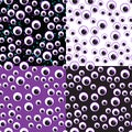 Vector illustration Many eyes seamless pattern. Happy Halloween design for children. On a black, white and purple Royalty Free Stock Photo