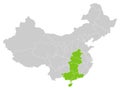 Map of the Chinese Region of South Central China