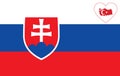 Map flag of Turkey inside a white heart shape on the flag of Slovakia Royalty Free Stock Photo