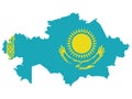 Map of Kazakhstan with national flag on white background Royalty Free Stock Photo