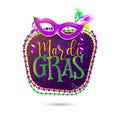 Vector illustration of Mardi Gras holiday greeting card Royalty Free Stock Photo