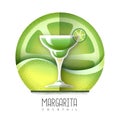 Vector illustration of margarita cocktail icon. Grainy texture design