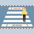 Social distancing People Crosswalk Keep distance