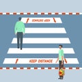 Social distancing People Crosswalk Keep distance