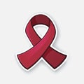 Vector illustration. Maroon color ribbon, international symbol of Multiple myeloma awareness Royalty Free Stock Photo