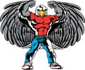 Eagle Flexing Muscles with Wings Vector Illustration