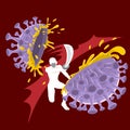 Vector illustration mask man fight Coronavirus