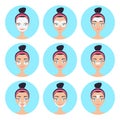 Vector illustration of mask patches for different zones of face.