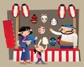 A mask stall in Japanese summer festival market