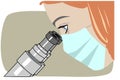 Vector illustration of a masked woman scientist doctor