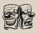 Vector illustration of masks in chicano tattoo style