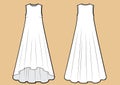 Vector illustration of maxi dress. Front and back. Women`s clothes