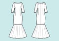 Vector illustration of maxi dress with volant