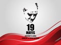 Vector illustration 19 mayis Ataturk`u Anma, Genclik ve Spor Bayramiz , translation: 19 may Commemoration of Ataturk, Youth and S