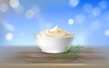 Vector illustration of mayonnaise, sour cream, sauce, sweet cream, yogurt, cosmetic cream