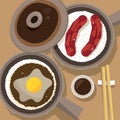 Vector illustration of a meal of Hong Kong-styled clay pot rice Royalty Free Stock Photo