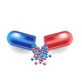 Vector illustration of a medical capsule in red and blue Royalty Free Stock Photo