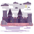 Medieval castle at dusk. Illustration