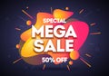 Vector illustration mega shopping day sale banner background. Colorful liquid design poster template.