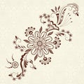 Vector illustration of mehndi ornament. Traditional indian style, ornamental floral elements for henna tattoo Royalty Free Stock Photo