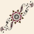 Vector illustration of mehndi ornament. Traditional indian style, ornamental floral elements for henna tattoo, stickers Royalty Free Stock Photo