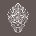 Vector illustration of mehndi ornament. Traditional indian style, ornamental floral elements for henna tattoo, stickers Royalty Free Stock Photo