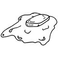 Butter piece icon. Vector illustration of melted butter. Hand drawn piece of butter