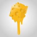 Melted Yellow Cheese piece Vector