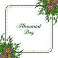 Vector illustration memorial day with various pattern art of rose flower frames