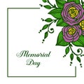 Vector illustration memorial day with various pattern art of rose flower frames