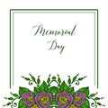 Vector illustration memorial day with various pattern art of rose flower frames