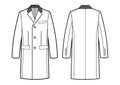 Vector illustration of men`s coat with grey collar. Clothes in business style
