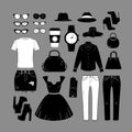 Vector illustration of men and women shirts. Clothing set.