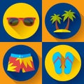 Vector Illustration of Mens articles clothing for the Summer and Beach.