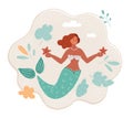 Vector illustration of Mermaid woman with starfish in her hands. Royalty Free Stock Photo